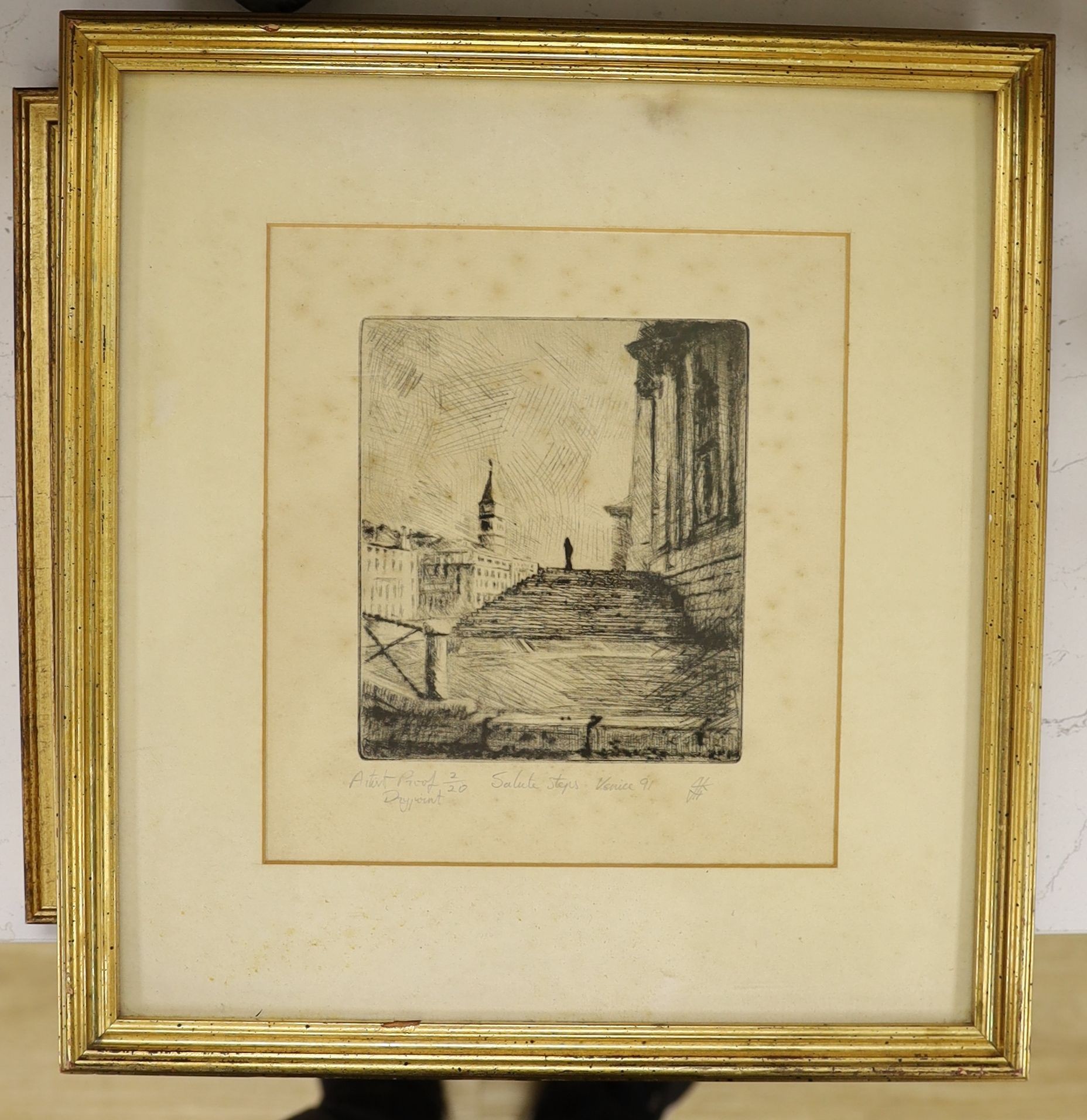 John Hoskin (1921-1990), etching, 'Saluté Steps, Venice', monogrammed and inscribed 2/20, 15 x 13cm